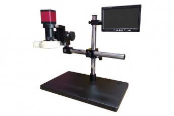 DL-UNI20025 (DL-UNI20030) Industrial microscope with monitor, elongated stand and backlight